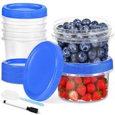6 Pcs 8 oz Plastic Containers with Screw Lids, Reusable Clear Food Storage Co...