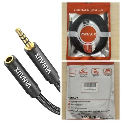 VANAUX 3.5mm Extension Cable 4 Pole TRRS 3.5mm Extension Cable