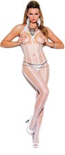 Elegant Moments 81646 Open Bust Fishnet Bodystocking Halter Neck Crotch
