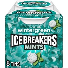 ICE BREAKERS Wintergreen Sugar Free Mints Tins, 1.5 oz 40 Count Pack of 8 