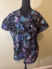 Scrubstar Women  s Scrub Top V-Neck w/ Pockets Garden Flowers Size Extra Large