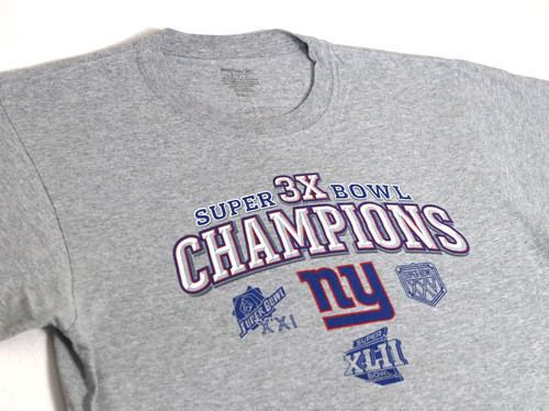Y2K Reebok New York Giants T-Shirt Mens M Gray Superbowl Champions NFL Football