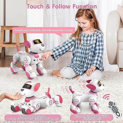 Ferngesteuerter Roboter Hundespielzeug für Kinder - Interaktiv Touch & Follow 17 Rosa - Bild 2 von 6