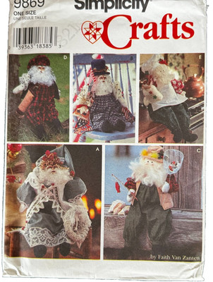 9869 Simplicity Holiday Sewing Pattern Santa Claus Doll and Clothes UC