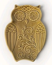 Retro Owl Shaped Gold Ceramic Spoon Rest Trinket Dish Decorative Accent Plate 