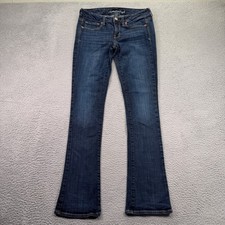 American Eagle Skinny Kick Jeans Womens 8 Long Stretch Low Rise Dark Wash