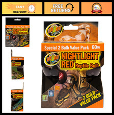 Reptile Nightlight Red Bulb 60W - Pack of 2, Heat Lamp for Terrariums Reptiles