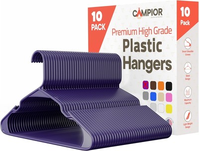 Purple Hangers 10 Pack - Durable Hangers, Slim and Space-Saving