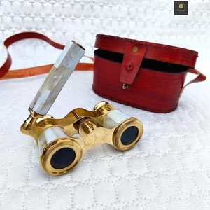 Vintage Mother of Pearl Opera Glasses, Antique Brass Binoculars, Victorian Decor