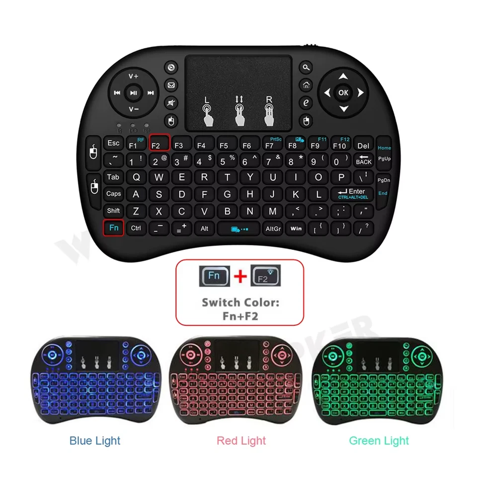 Backlit i8 Air Mouse Android TV Wireless Keyboard Touchpad Powered by AAA Batter - Image 4 of 4