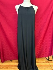 Gap Maxi Dress Womens Small Black Sleeveless Minimalist Column Stretch Rayon