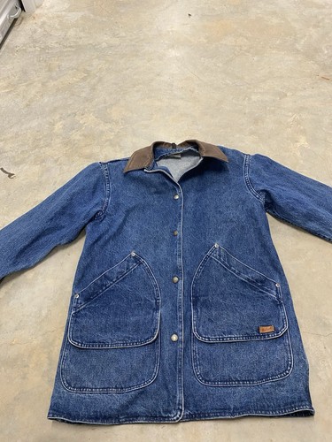 Veste manteau de corvée vintage années 80 bleu laine denim taille S made USA - Photo 7/24