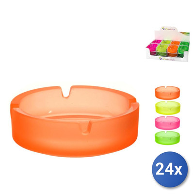 24x Aschenbecher Pasabahce aus Glas Farben Neon Sortiert (Farben Gemischt)