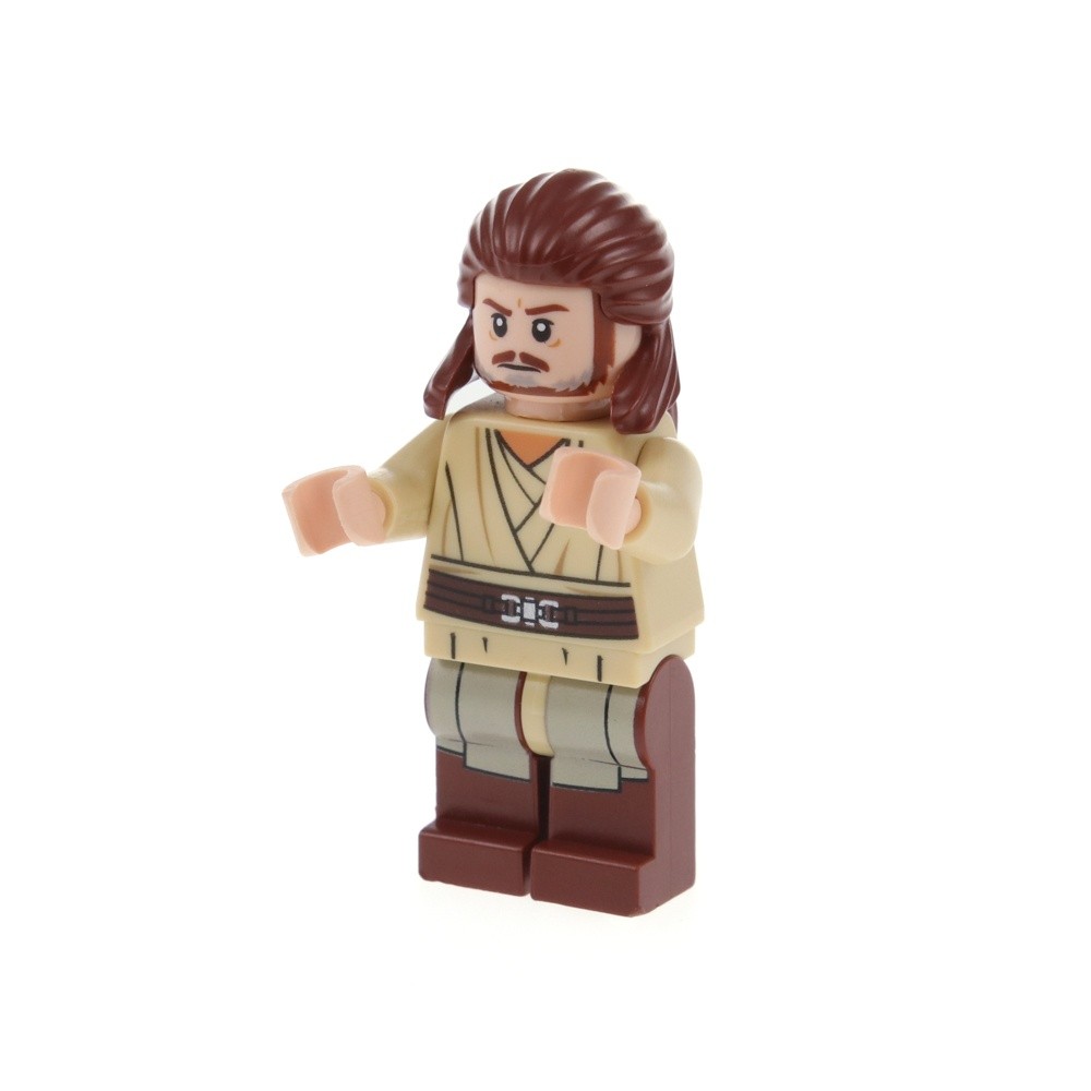 1x LEGO Minifigure Star Wars Qui-Gon Jinn Brown Hair Double Face 75169