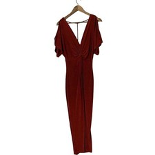 ASTR The Label Wine Red Cocktail Dress Womens Sz S Open Back Slit Sleeve Party