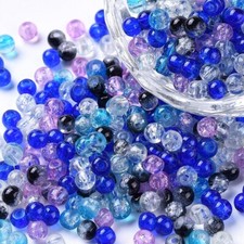 Spray Painted Crackle Glass Beads 4/6/8mm Round Handcrafted Loose Bead