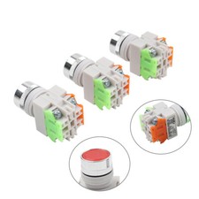 3PCS AC 660V 10A 4 Pins Momentary Push Button Switch Red