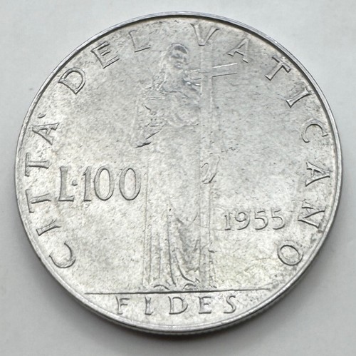 1955 Vatican L100 XVII Coin - Italy - Only 1,300,000 Minted - Italian - Pope - Picture 2 of 4