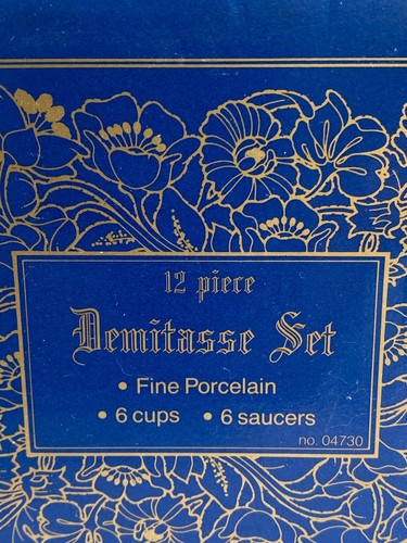 Demitasse Set Fine Porcelain 6 Cups 6 Saucers Pale Blue Flowers Children’s Size - Picture 8 of 13