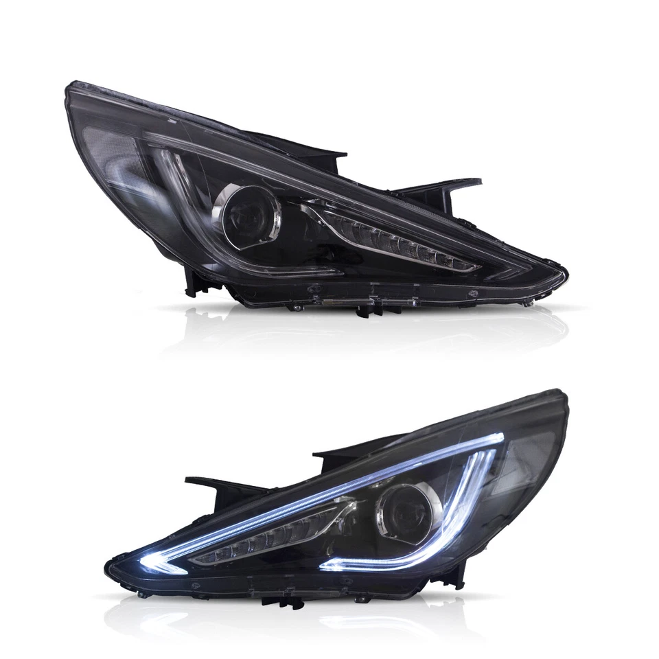 Faros VLAND con secuencial para 11-14 Hyundai Sonata LED DRL lado izquierdo y derecho Foto 4 de 4