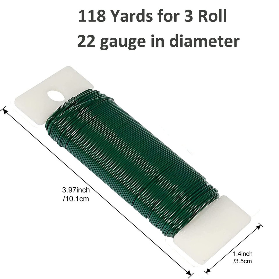 Green Floral Wire,Christmas Wire Wreath Wire 3 Pack 118 Yards 22 Gauge