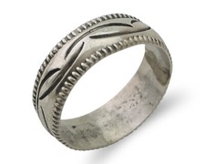 Navajo Hand Stamped Band 925 Silver 6.0 mm Native Artist Size 6.0 C.80's