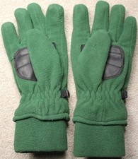 REI Kids Green Fleece Black Leather Palm Winter Gloves Size XL 18 EUC