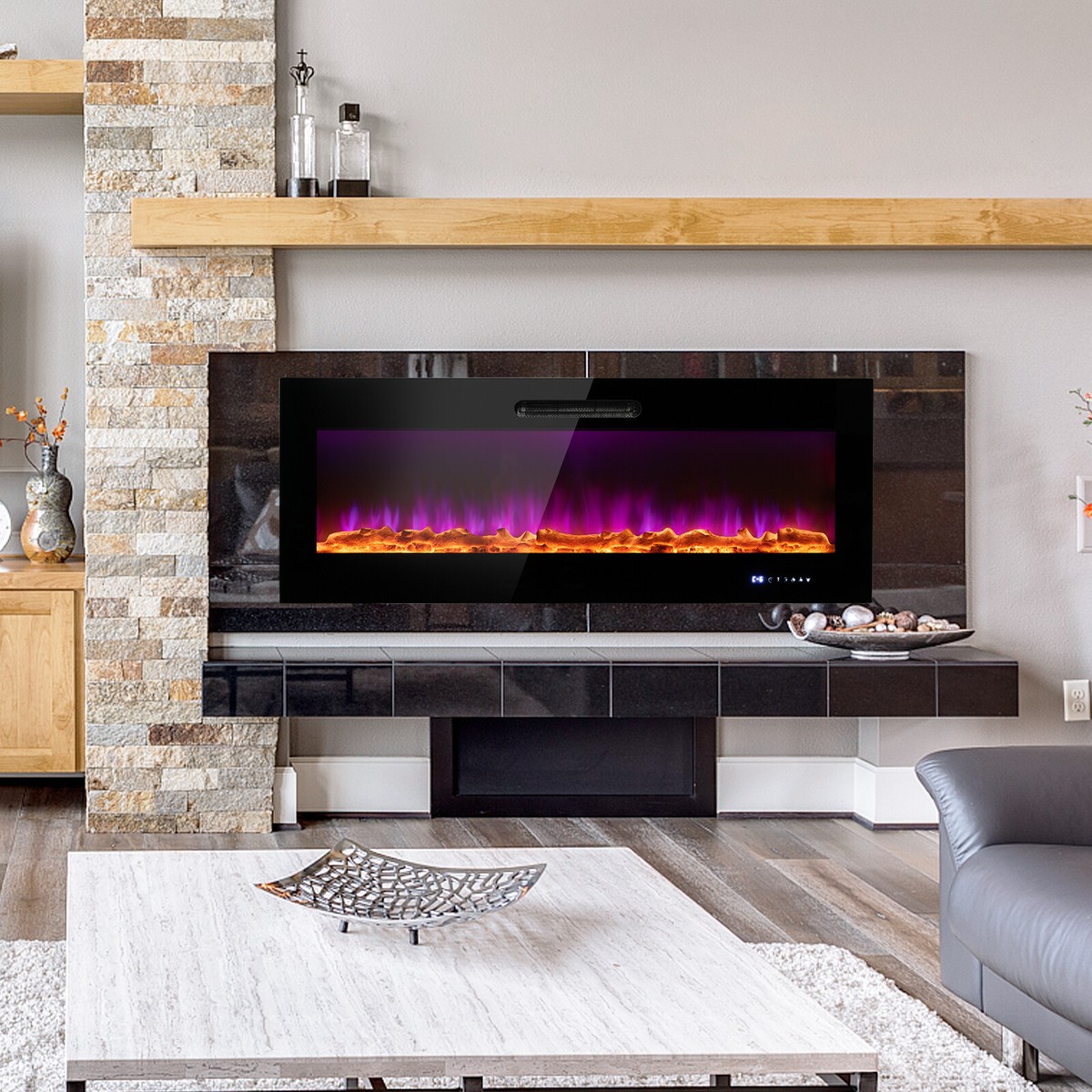 50u0026#034; Electric Fireplace Heater w/ 5,000 BTU Heat Output u0026amp; 5-Level  Brightness | eBay