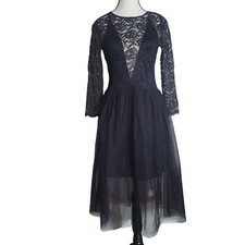 Express Lace Tulle Lined Dress Women's Size 6 Black Fairy Witchy Goth Romantic