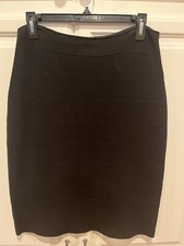 Michael Michael Kors Black Knit Skirt w Exposed Back Zipper and Rib Lines Size 4