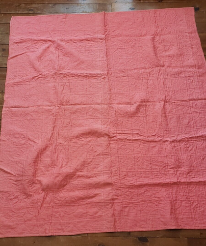 Vintage Snowball Quilt Finished Completed 71" x 81" Blues Salmon Backing - Picture 13 of 20
