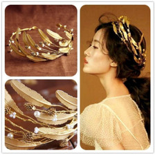 Grecian Golden Leaf Pine Cone Tiara Wedding Hair Crown Gold Bridal Headpiece