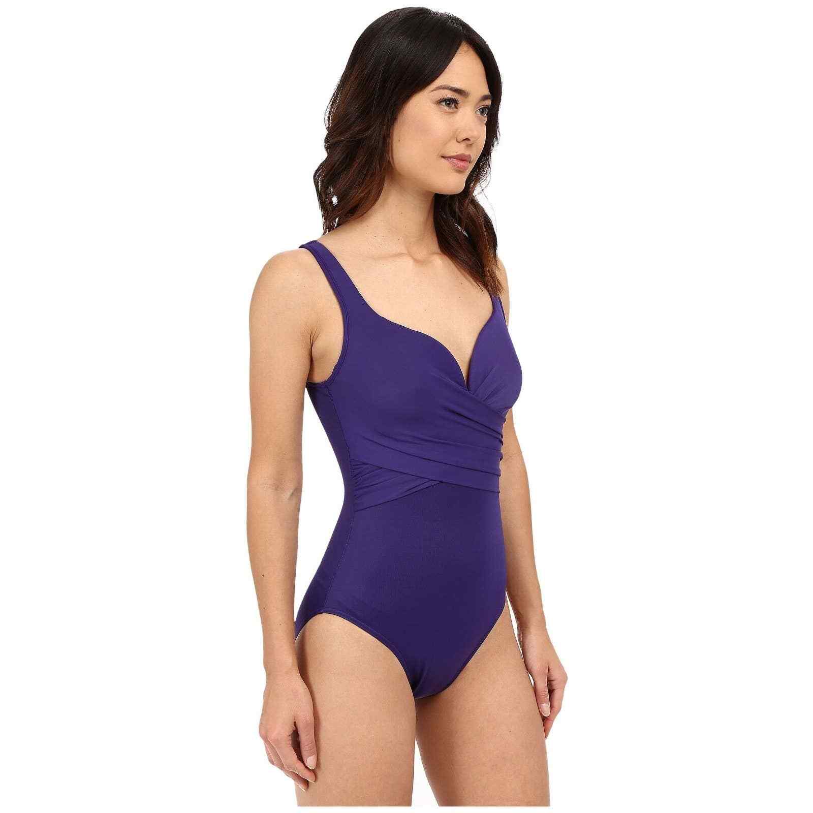 Miraclesuit Eggplant Solid Sangria Underwire One … - image 1