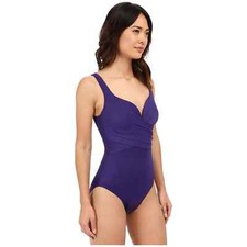 Miraclesuit Eggplant Solid Sangria Underwire One Piece Swimsuit