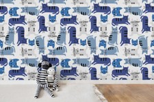 3D Cartoon Blue Cat Animal Self-adhesive Remo...