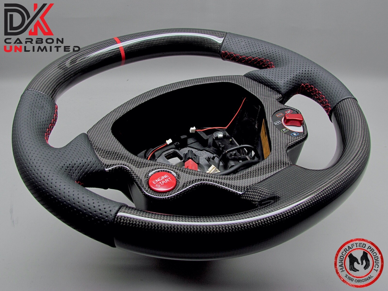 Ferrari F430 Spider Coupe Red Ring Stitch Perforated Thick Carbon Steering Wheel