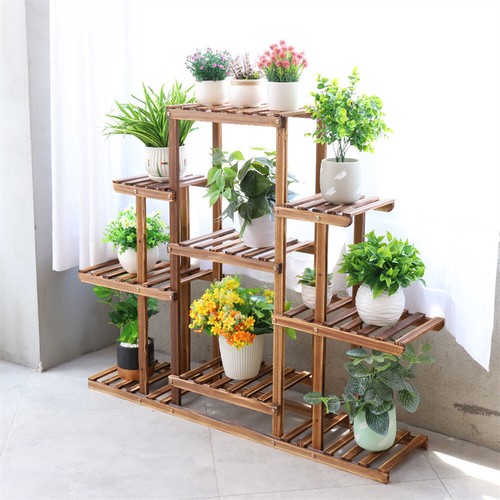 Wooden 9 Tier Plant Stand Flower Rack Shelf Bonsai Pot Holder Home Garden Corner - Picture 6 of 12