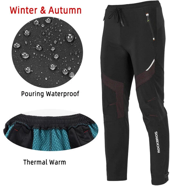 ROCKBROS Men Winter Warm Sweatpants Casual Sports Fleece Lined Cycling Pants - Image 2 of 4