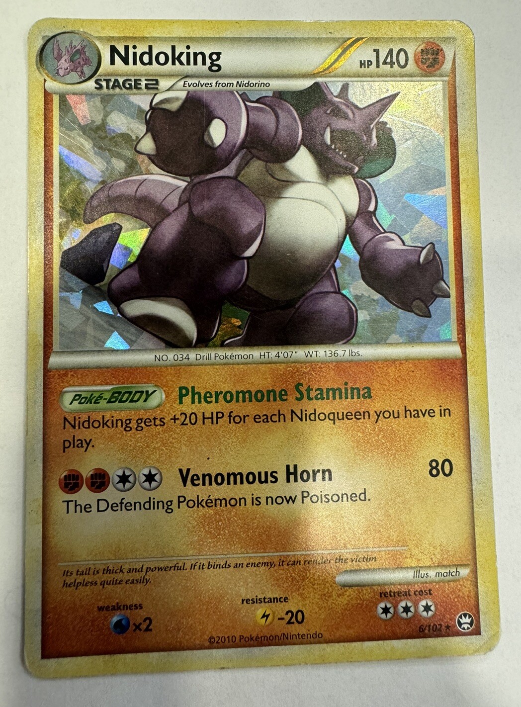 2010 NIDOKING 6/102 HeartGold SoulSilver TRIUMPHANT POKEMON CARD RARE HOLO- NM/M