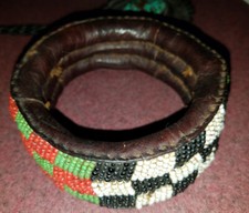 African Leather beaded bracelet