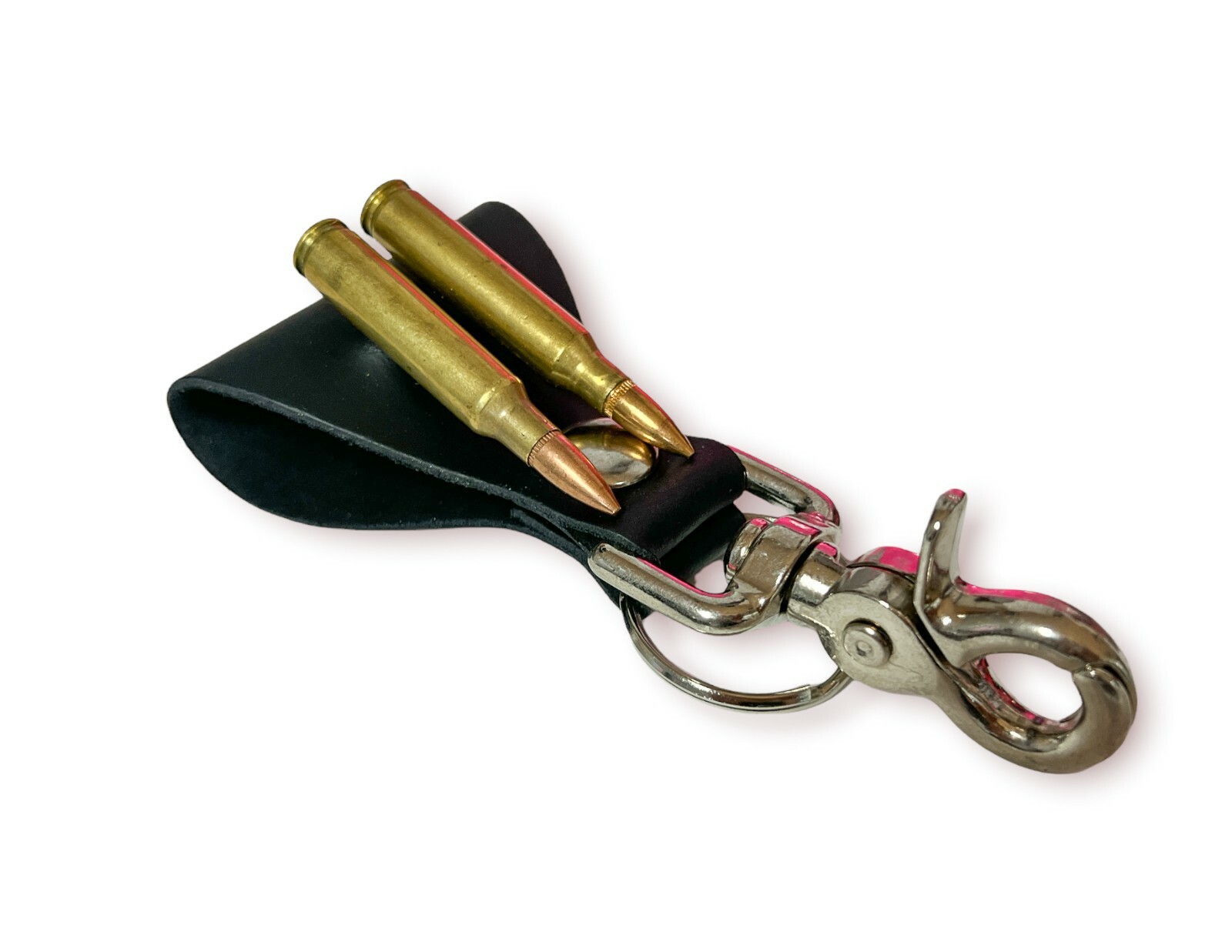 Leather Belt Insert Bikers 223 Caliber Military Key Ring Trigger Clasp-image