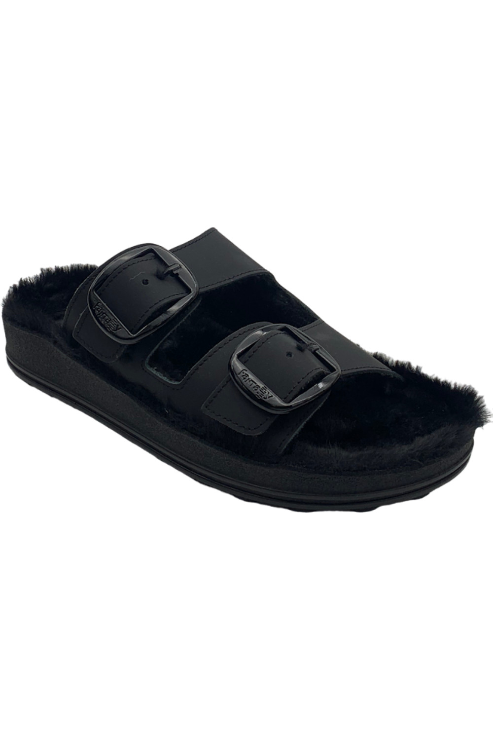 Фантазийные босоножки из кожи и искусственного меха Despoina Cozy Black