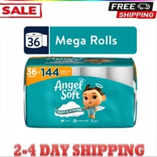 Long-Lasting Angel Soft Mega Rolls - 36 Pack, 2-Ply Toilet Paper, SFI Certified