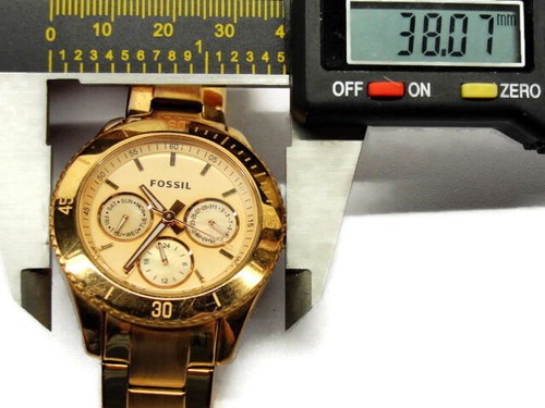Reloj cronógrafo analógico cuarzo Fossil ES2859 111211 5 ATM WR tono dorado nuevo bate - Imagen 5 de 12