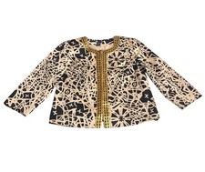 Vintage Carole Little Jacket Womens L Abstract Print Gold Sequin Artsy Statement