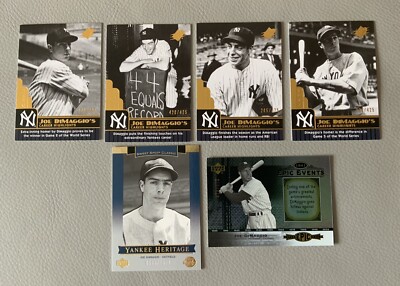 JOE DiMAGGIO SERIAL NUMBERED BASEBALL CARD LOT  (6) DIFFERENT PLUS 3 FREE JOE D.