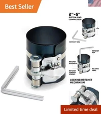 Professional Piston Ring Compressor, Silver - Compress 2" to 5" with Precision