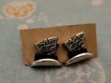 Disney Alice in Wonderland Mad Hatter Silver Earrings