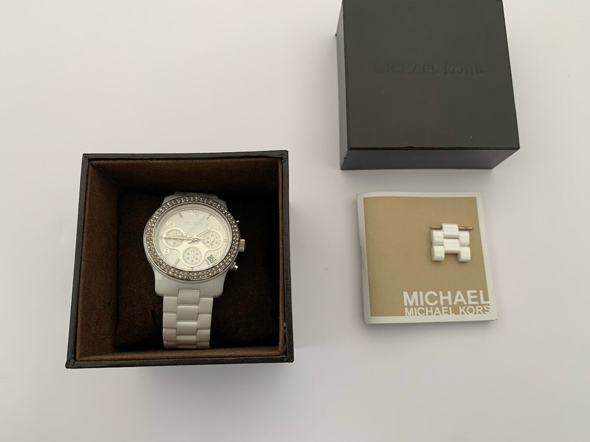 Michael Kor's White Ceramic MK-5188 Chronograph Ladies Watch | eBay UK