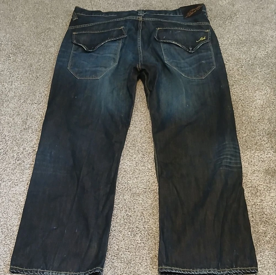 Pantalones de mezclilla holgados Ed Hardy de Christian Audigier con botones talla 42 X 32 Foto 2 de 4